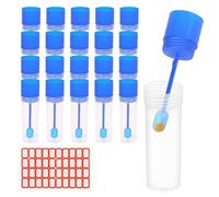 KEQAR 20 pcs Provetta per le Feci, Campione Bottiglia Tubo Plastica,Contenitori Sgabello,Escrementi di Gatti e Cani con Cucchiaio per Laboratorio Scuola Educativo