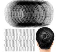 KEQAR 20 Pezzi Retine Elastiche Invisibili per Capelli con 40 Forcine Nere, Retina per Chignon Bambina, Ragazze, Donne, haardonut (Marrone)