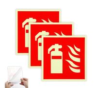KEQAR 3 PCS Cartello Estintore Adesivo, PVC Luminescente Segnaletica Estintore, Piktogramma Estintore per Casa, Ufficio, Ospedale (15 x 15cm)
