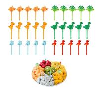 KEQAR 30 Pz Forchettine per Frutta Bambini, Spiedini per Snack, Mini Stecchini a Forma di Dinosauro, Decorazioni Bento Carine, Accessori per Lunchbox
