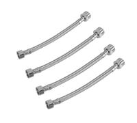 KEQAR 4 PCS Tubo Flessibile Armato per Rubinetto, Estensione in Acciaio Inox 304, per Bagno e WC (3/8) (20cm)