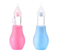 KEQAR Aspiratore nasale per bebè 2 pezzi, aspiratore nasale manuale portatile, facile da usare, pulitore nasale in silicone morbido per bebè, principio di pressione negativa, rosa e blu