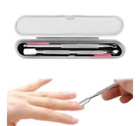 KEQAR Set 2 Pezzi di Spingi Cuticole e Raschietto per Unghie in Acciaio Inossidabile, Doppio Lato, Rimuovi Smalto Gel UV, Strumenti per Unghie e Piedi, con Custodia Inclusa