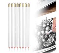 KEQAR Set di 8 Pezzi, Accessori Artistici per Dettagli Fini e Schizzi di Transizione, Penna Gomma, Illustrazione, Pittura, Design a Forma di Matitone, Cancellare con Precisione, Gomme (Bianco)