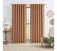 KEQIAOSUOCAI Set di 2 tende oscuranti in lino, lunghezza 213 cm, 183 cm, per soggiorno, con gancio e passante posteriore, tende moderne stile bohémien, per camera da letto, 127 x 213 cm (larghezza x