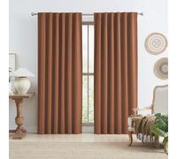KEQIAOSUOCAI Tende oscuranti color ruggine terracotta, lunghezza 248 cm, 2 pannelli, stile bohémien, bohémien, con gancio posteriore e passante per cintura, plissettate, colore rosso mattone, color
