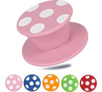 Kerafactum Maniglia universale per coperchio in silicone, 4 pezzi, rosa, bianco, a pois, resistente al calore, lavabile in lavastoviglie, per padelle, pentole, pentole, pentole, coperchi con vite in