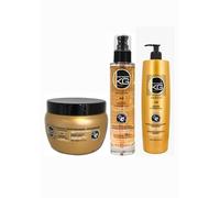 KERAGOLD PRO AB - Set di 3 trattamenti per capelli - senza solfati shampoo 1L + maschera 500ml + siero 100ml - cheratina & estratto di aglio - fortificante, riparatore e anti-caduta - per capelli