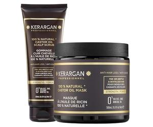 Kerargan - Duo Anti-Caduta Maschera e Scrub all'Olio di Ricino Per Capelli Secchi, Fragili e Devitalizzati - Rinforza e Favorisce la Crescita - Senza Solfati, OGM e Siliconi - 500ml + 250ml