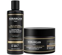 Kerargan - Duo Anticaduta Shampoo & Maschera all’Olio di Ricino per Capelli Secchi, Fragili, Devitalizzati - Stimola la Crescita - Senza Solfati, Silicone, OGM - 2x250ml