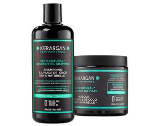 Kerargan - Duo Idratante Shampoo & Maschera all'Olio di Cocco per Capelli Disidratati e Danneggiati - Nutre & Rivitalizza - Senza Solfati, OGM, Silicone, Olio Minerale - 2x500ml