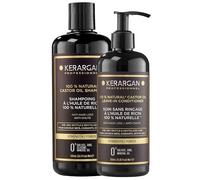 KERARGAN - Duo Ricino: Shampoo e Trattamento senza Risciacquo - 500ml+350ml | Shampoo e trattamento all'olio di ricino senza risciacquo per detergere, districare e rinforzare i capelli
