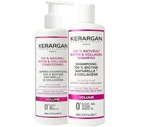 Kerargan - Duo Volumizzante Shampoo & Balsamo Biotina & Collagene Capelli Piatti, sottili e opachi - Booste Brillance & Struttura - Senza Solfato, OGM, Silicone, Olio Minerale - 2 x 250 ml