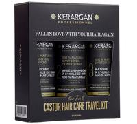 Kerargan - Kit da Viaggio Anti-Caduta all’Olio di Ricino per Stimolare la Crescita e Ridurre la Caduta - Capelli Secchi, Fragili e Devitalizzati - Senza Solfati, Parabeni e Silicone - 3x100ml