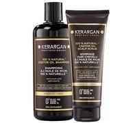 Kerargan - Duo Anti-Caduta Shampoo & Scrub all'Olio di Ricino Per Capelli Secchi, Fragili - Purifica, Fortifica, Favorisce la Crescita - Senza Solfati, Parabeni e Siliconi - 500ml + 250ml
