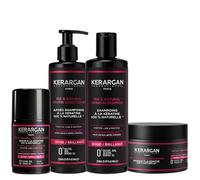 Kerargan - Set Ultra Riparatore Shampoo, Balsamo, Maschera & Suero alla Cheratina per Capelli Danneggiati e Stressati - Rivitalizza & Protegge - Senza Solfati, OGM, Siliconi - 3x250ml + 1x50ml