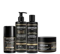 KERARGAN - Routine Ricino 4 Trattamenti Anticaduta - 3x250ml+50ml | Shampoo, balsamo, maschera e siero all'olio di ricino, routine completa per nutrire, rinforzare e proteggere