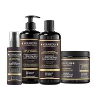 Kerargan - Set Anti-Caduta Shampoo, Balsamo, Maschera & Siero con Olio di Ricino per Capelli Stanchi, Secchi, Fragili - Promuove la Crescita - Senza Solfati, Silicone - 3x500ml & 100ml
