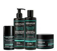 Kerargan - Set idratante shampoo, balsamo, maschera e siero all'olio di cocco - cura completa per capelli disidratati, danneggiati - senza solfato, OGM, silicone - 3 x 250 ml +1 x 50 ml