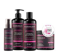 Kerargan - Set Ultra Riparatore Shampoo, Balsamo, Maschera & Siero alla Cheratina per Capelli Danneggiati e Stressati - Rivitalizza & Protegge - Senza Solfati, OGM, Silicone - 3x500 ml + 100 ml