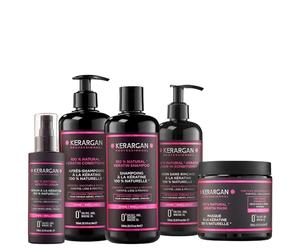 Kerargan - Set Ultra Riparatore Shampoo, Balsamo, Maschera, Siero & Leave-In alla Cheratina - Rinnova & Protegge Capelli Danneggiati - Senza Solfati, OGM, Silicone - 3x500 ml + 100 ml + 350 ml