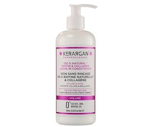 Kerargan - Trattamento Quotidiano Volumizzante Senza Risciacquo alla Biotina & Collagene - Per Capelli Fini, Piatti, Opachi - Idratazione, Luminosità - Senza Solfati, GMO, Oli Minerali - 350ml