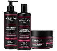 Kerargan - Trio Ultra Riparatore Shampoo, Balsamo & Maschera alla Cheratina per Capelli Danneggiati e Stressati - Nutre, Liscia & Rinforza - Senza Solfati, OGM, Siliconi - 3x250ml
