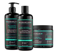 Kerargan - Trio Idratante Shampoo, Balsamo & Maschera all’Olio di Cocco - Idratazione Profonda per Capelli Danneggiati e Secchi - Senza Solfati, GMO, Silicone - 3x500 ml