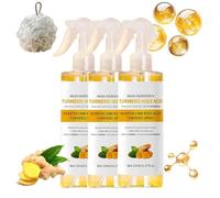 Keratin Care Kojic Acid Turmeric Spray-200ml,Gentle Exfoliating and Hydrating Body Mist,Gently Exfoliating and Hydration of Skin,Brightening Turmeric & Kojic Acid Formula for Face, Body & Feet (3PCS)