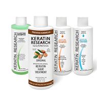 KERATIN RESEARCH 4 x 120 ml Complesso di lunga durata brasiliana trattamento dei capelli Blowout, olio di argan lisciante risultati professionali cheratina
