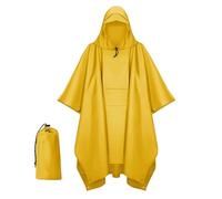 Keratobleem Impermeabile Portatile con Cappuccio, 3 in 1 Multifunzionale Poncho Riutilizzabile, per All'aperto Picnic Trekking Campeggio Pesca Caccia Escursione -Giallo