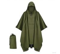 Keratobleem Impermeabile Portatile con Cappuccio, 3 in 1 Multifunzionale Poncho Riutilizzabile, per All'aperto Picnic Trekking Campeggio Pesca Caccia Escursione -Verde