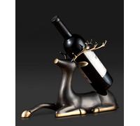 KERAXL Portabottiglie in ottone artigianale con scultura di cervo, statuetta creativa a forma di animale per casa, soggiorno, ufficio, armadietto del vino, collezione decorativa in rame