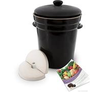 Kerazo - Pentola per fermentazione originale, 8 litri, con coperchio e pietra [forma 3], colore marrone scuro