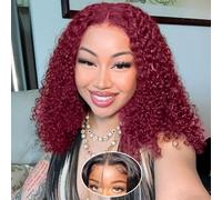 Kerberey Wear and Go Parrucche Bob Capelli umani Onda Profonda Pronto da Indossare Parrucche Senza Colla Capelli Umani Pre Pizzicato Pre Tagliato 99J Borgogna 5x5 HD Chiusura in Pizzo Capelli Umani