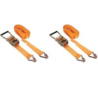 Kerbl 37144 - Cinghia di Ancoraggio a cricchetto, 2 Parti, 50 mm x 6 m, Portata 4.000 kg, Colore: Arancione (Confezione da 2)