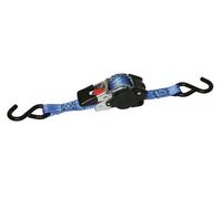 Kerbl Cinghia di ancoraggio automatica, 25 mm/1,8 m, forza di ancoraggio 300/600 kg, gancio a S, blu