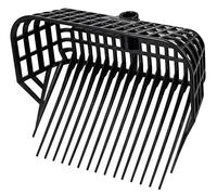 Kerbl Forca per letame senza manico (forca per letame di grande capacità, 17 rebbi, plastica infrangibile, forca per trucioli nera, dimensioni 38x30 cm) 326056