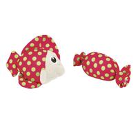KERBL GATTO GIOCO PESCE STOFFA 7,5 CM ROSSO/VERDE
