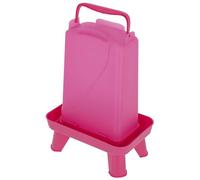 Kerbl Hobbyfarming Abbeveratoio in plastica con piedini, Alimentazione automatica dell'acqua, Supporto stabile, Resistente alle intemperie, Con maniglia per il trasporto, Piano trasparente, 3.5L, rosa