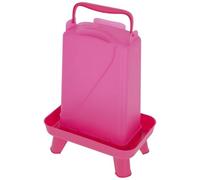 Kerbl Hobbyfarming Abbeveratoio in plastica con piedini, Alimentazione automatica dell'acqua, Supporto stabile, Resistente alle intemperie, Con maniglia per il trasporto, Piano trasparente, 5.5L, rosa