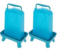 Kerbl Hobbyfarming Abbeveratoio in plastica con piedini, Alimentazione automatica dell'acqua, Supporto stabile, Resistente alle intemperie, Con maniglia per il trasporto, Piano trasparente, 5.5L, blu