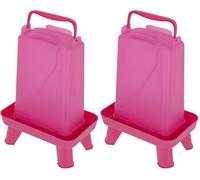 Kerbl Hobbyfarming Abbeveratoio in plastica con piedini, Alimentazione automatica dell'acqua, Supporto stabile, Resistente alle intemperie, Con maniglia per il trasporto, Piano trasparente, 3.5L, rosa