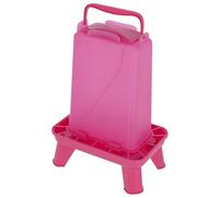 Kerbl Hobbyfarming Alimentatore Automatico con Piedini, Alimentazione Automatica, Piedini Inclusi, Coperchio Rimovibile, Resistente alle intemperie, Contenitore Trasparente, per pollame, 3.5 L, Pink