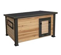 Kerbl Hobbyfarming Conigliera per Anatre e oche Duck Town XL, Resistente alle intemperie, Vasca zincata, Finestra Scorrevole, Doppia Chiusura, Naturale/Marrone 115 x 77 x 67 cm
