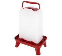 Kerbl Hobbyfarming mangiatoia automatica con piedini, 5,5l, rosso/bianco, 19,5x28,5x39,5cm, mangiatoia automatica per pollame, distributore di mangime, plastica