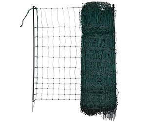 Kerbl Hobbyfarming PoultryNet, 106cm, 50m, Rete per pollame, Rete per recinti, Senza Corrente, Punta Doppia, Verde, 15 Pali, polli, oche, Tacchini, 3 Anni di Garanzia, stabilità ai Raggi UV