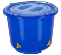 Kerbl Hobbyfarming Secchio per abbeveratoio, abbeveratoio per pollame, blu, 33x33x26,5 cm, 12 l, plastica, con 4 abbeveratoi a tettarella, manico in acciaio inossidabile, coperchio in plastica