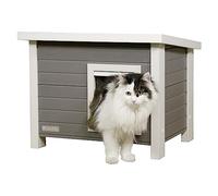 Kerbl Kitty Habitat Shed Kennel Eco Cat House, 57cm x 45cm x 43 cm, grigio / bianco