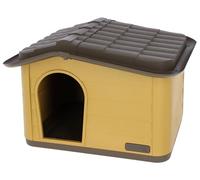 Kerbl Pet Casetta per Gatti Paola Eco, sostenibile, Resistente agli Agenti atmosferici, Facile da Montare, Ottimale per Gatti randagi e Ricci, Miele, Nero, 60 x 51 x 41 cm